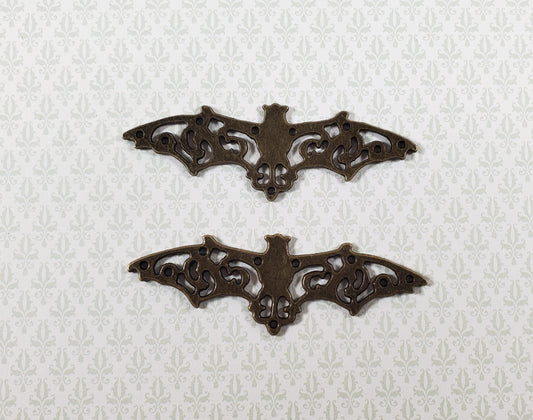 Metal Bat Charms 2 Pieces Jewelry Making Pieces Antique Bronze 2 3/16"