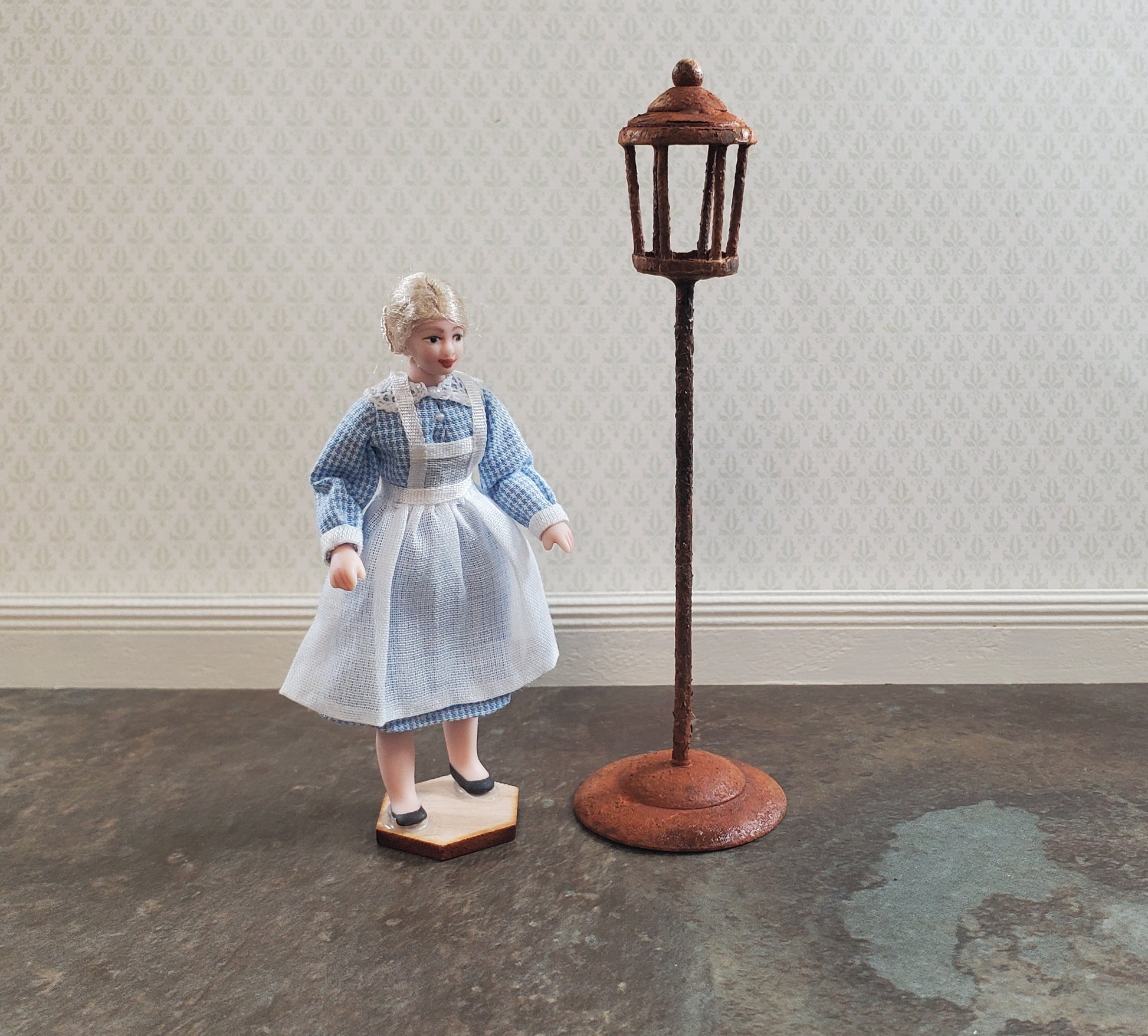 Miniature Lantern Rusted Distressed Metal Fairy Garden 1:24 Scale Dollhouse