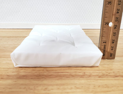 Dollhouse Doll Double Mattress White Tufted 1:12 Scale Miniature Bedroom 6 1/4" Long