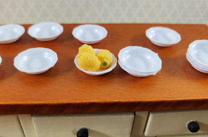 Dollhouse Soup Bowls Chrysnbon Scalloped Edge x12 White Plastic Small 1:12 Scale