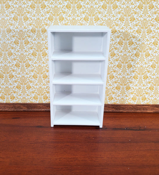 Dollhouse Shelves White Standing Bookcase 4 Shelf 1:12 Scale Furniture Bookshelf