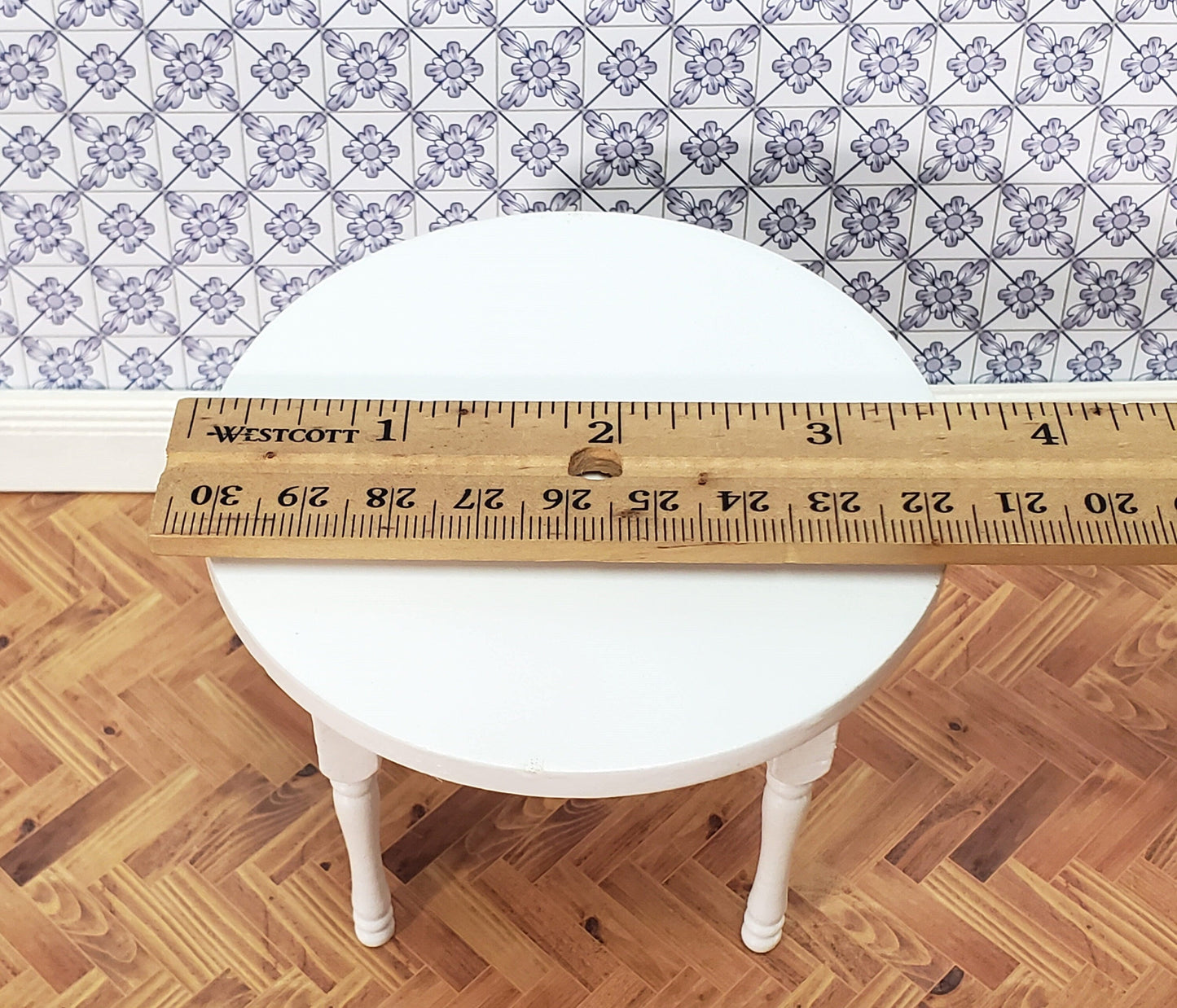 Dollhouse Kitchen Table Round White 1:12 Scale Miniature Furniture