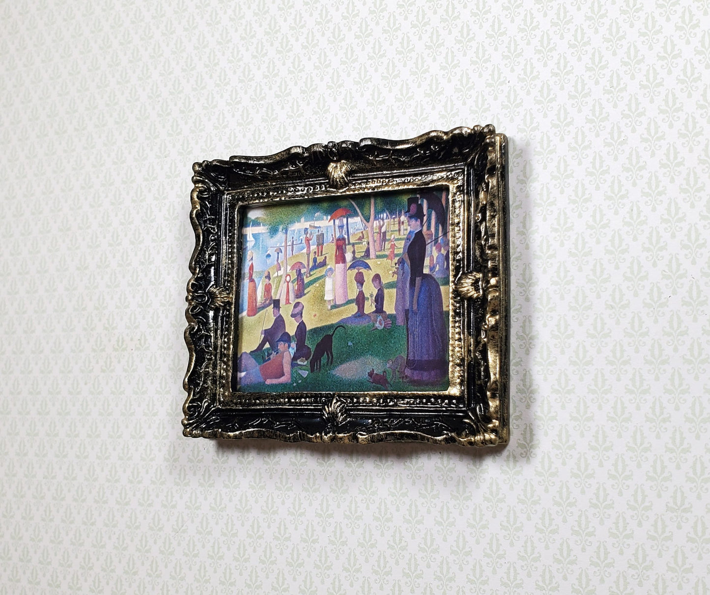 Miniature A Sunday Afternoon Print Framed Seurat 1:12 Scale Dollhouse