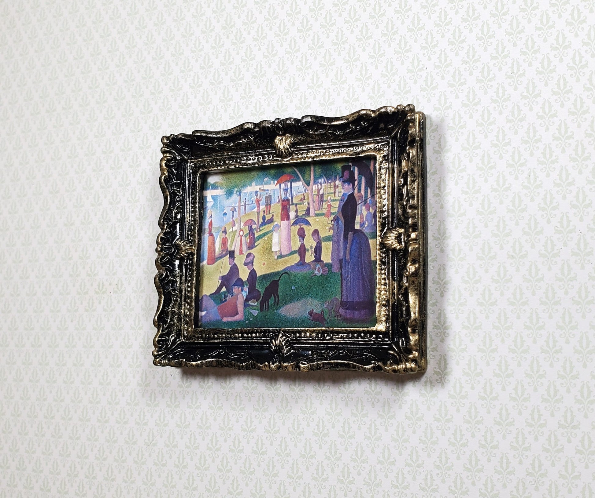 Miniature A Sunday Afternoon Print Framed Seurat 1:12 Scale Dollhouse