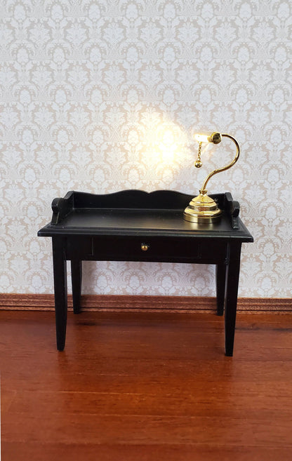 Dollhouse Miniature Battery Light Desk Table Lamp Gold Brass 1:12 Scale