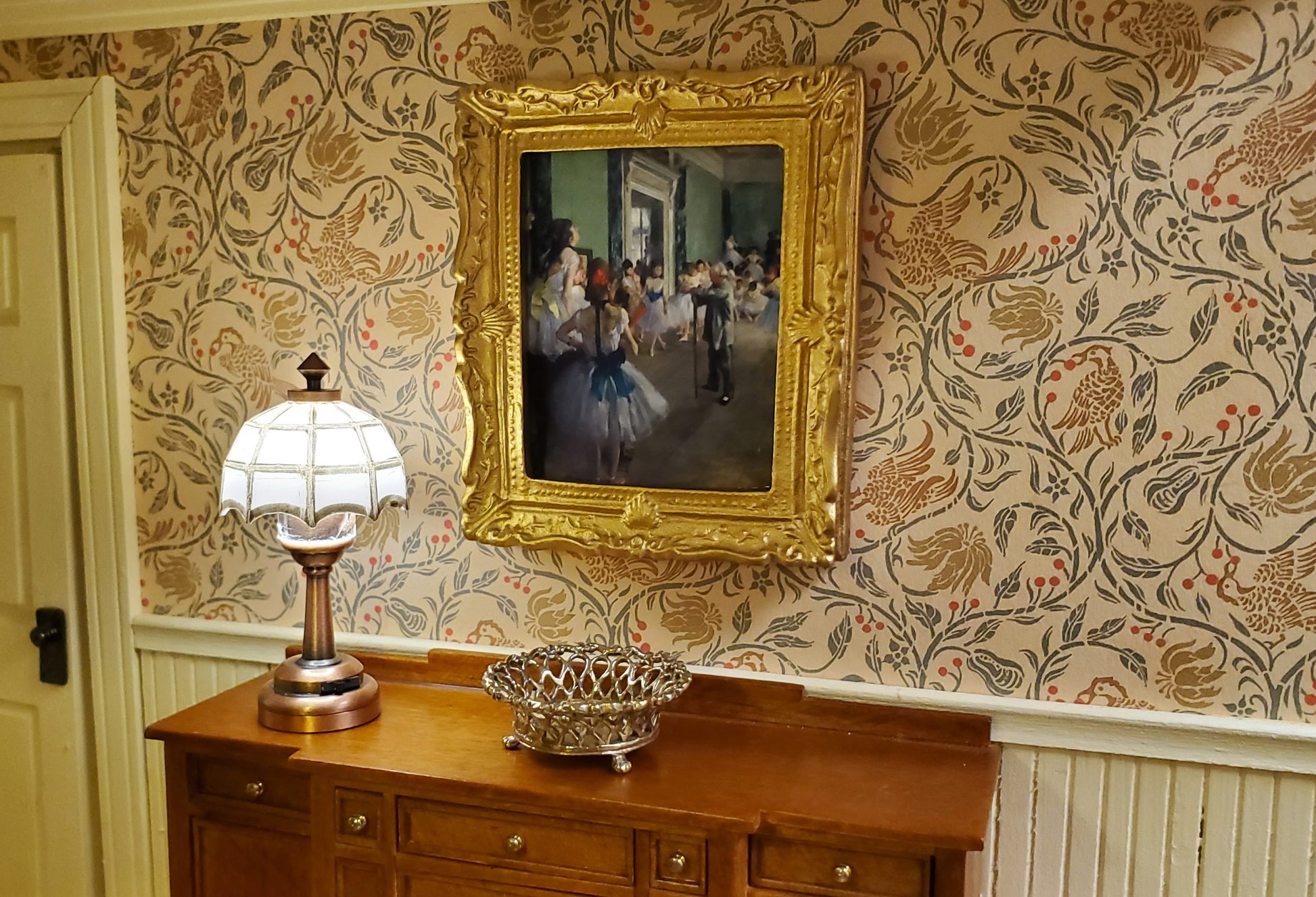 Dollhouse Miniature Degas The Dance Class Framed Print 1:12 Scale Large Gold Frame Handmade
