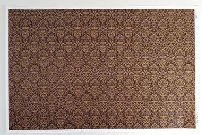 Dollhouse Wallpaper Damask Chocolate Brown Victorian 1:12 Scale Itsy Bitsy Miniatures