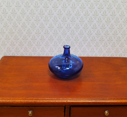 Dollhouse Carboy Demijohn Blue Glass Bottle Round 1:12 Scale some color flaw