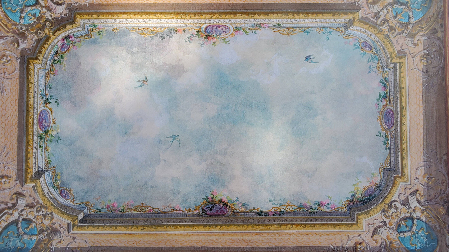 Dollhouse Ceiling Mural Wallpaper Birds Painted Victorian 1:12 Scale Itsy Bitsy