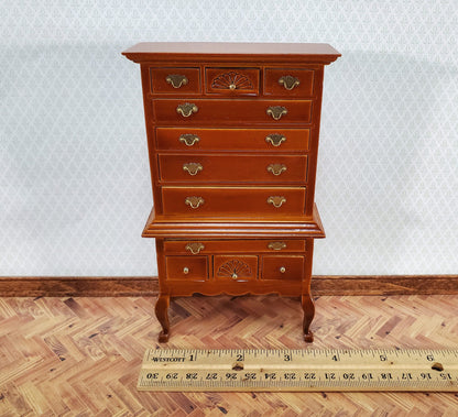 Dollhouse Highboy Dresser Queen Anne Victorian Walnut Finish 1:12 Scale Miniature Furniture