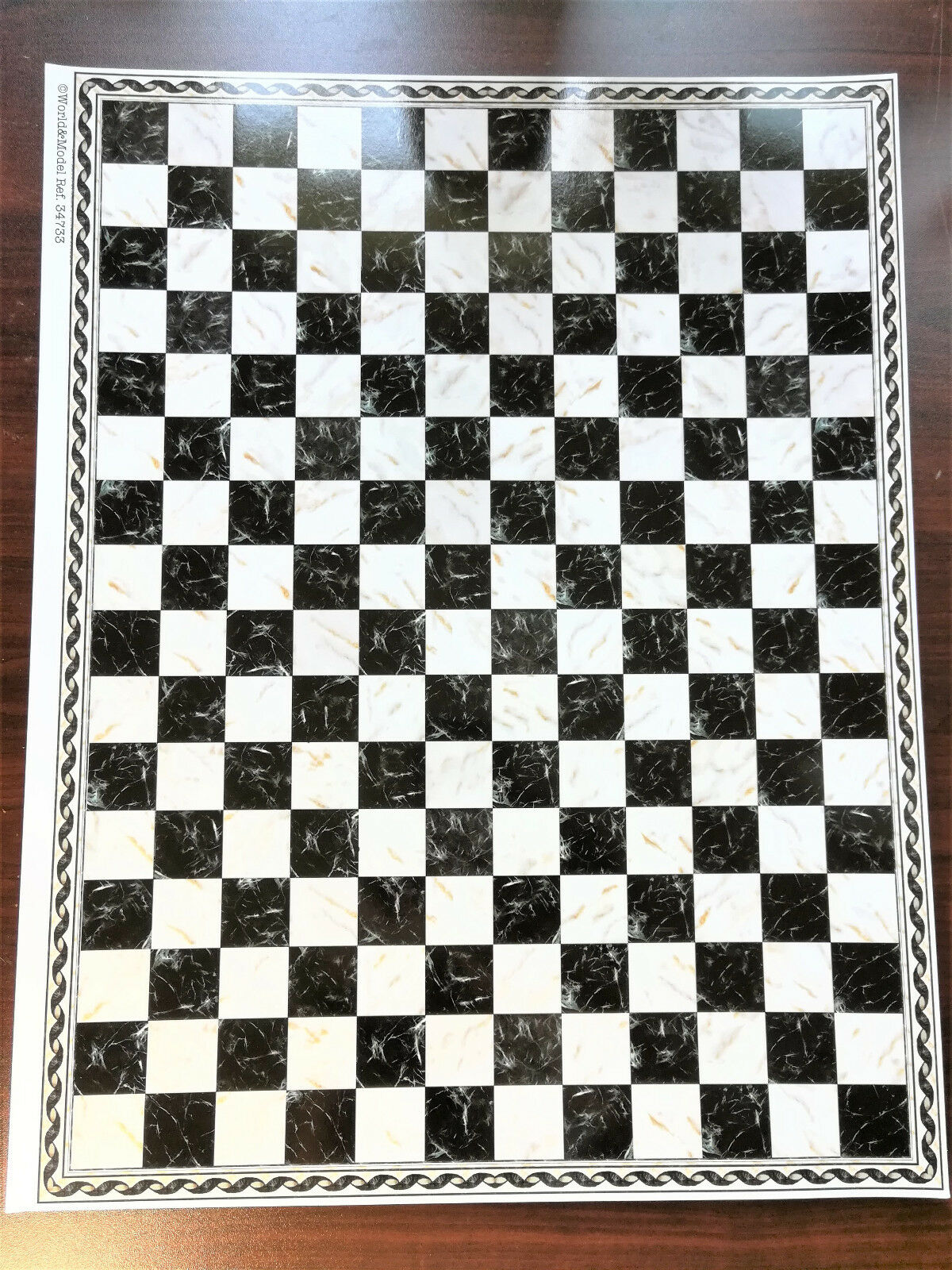 Dollhouse Marble Tile Sheet Black & White Square Checked Flooring 1:12 Scale