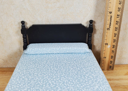 Dollhouse Double Bed Black 1:12 Scale Miniature Wood Furniture