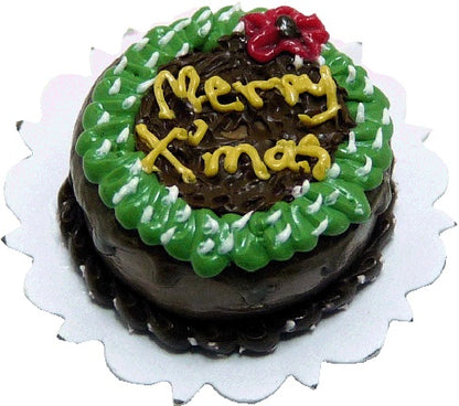 Dollhouse Merry Xmas Cake 1:12 Scale Miniature Dessert Food Kitchen
