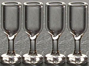 Dollhouse Set of 4 Wine Glasses 1:12 Scale Miniature Kitchen Dining