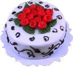 Dollhouse Ornate Holiday Rose Cake 1:12 Scale Miniature Dessert Food