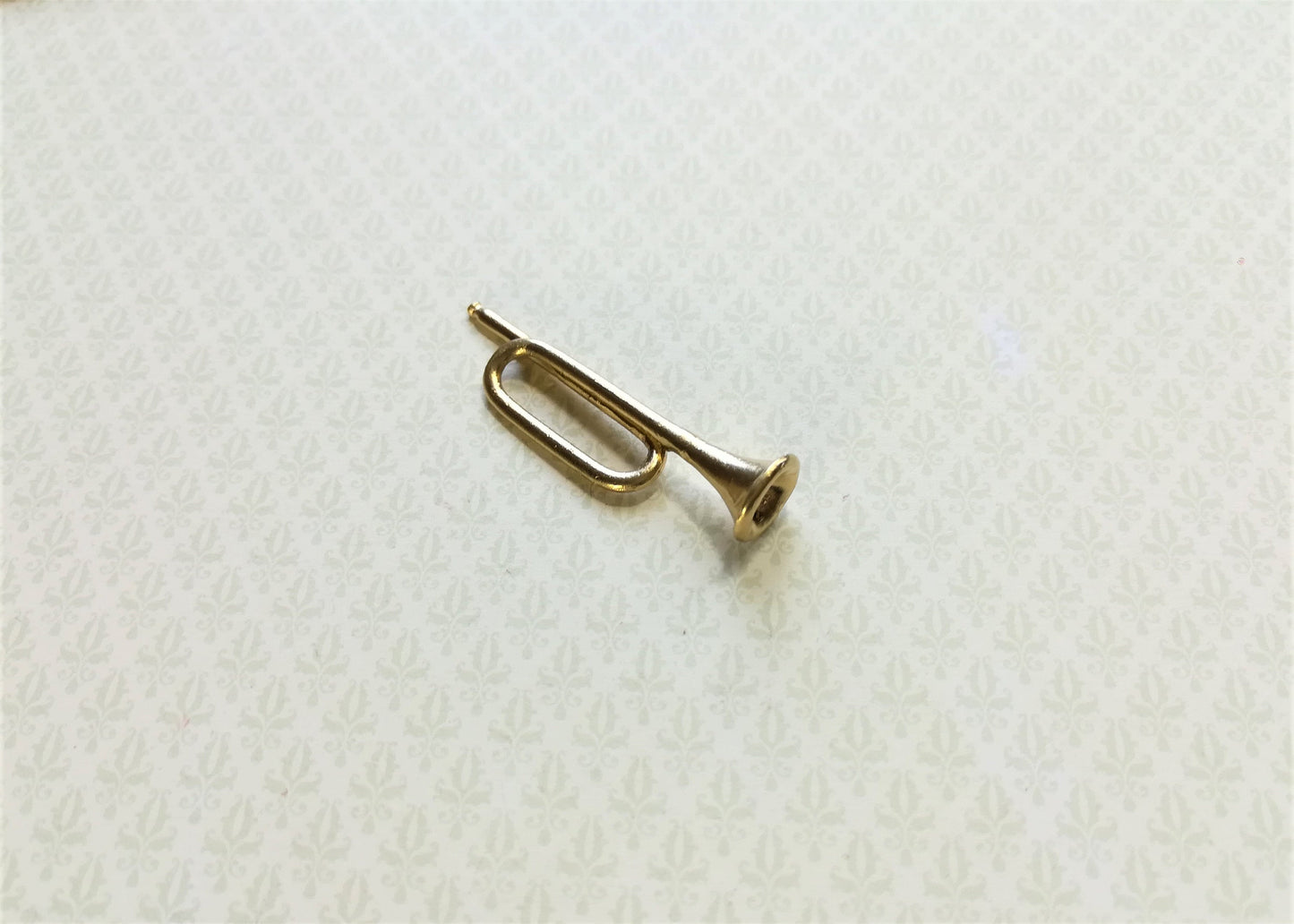 Dollhouse Miniature Bugle Horn Gold Metal 1 5/8" 1:12 Scale Instrument