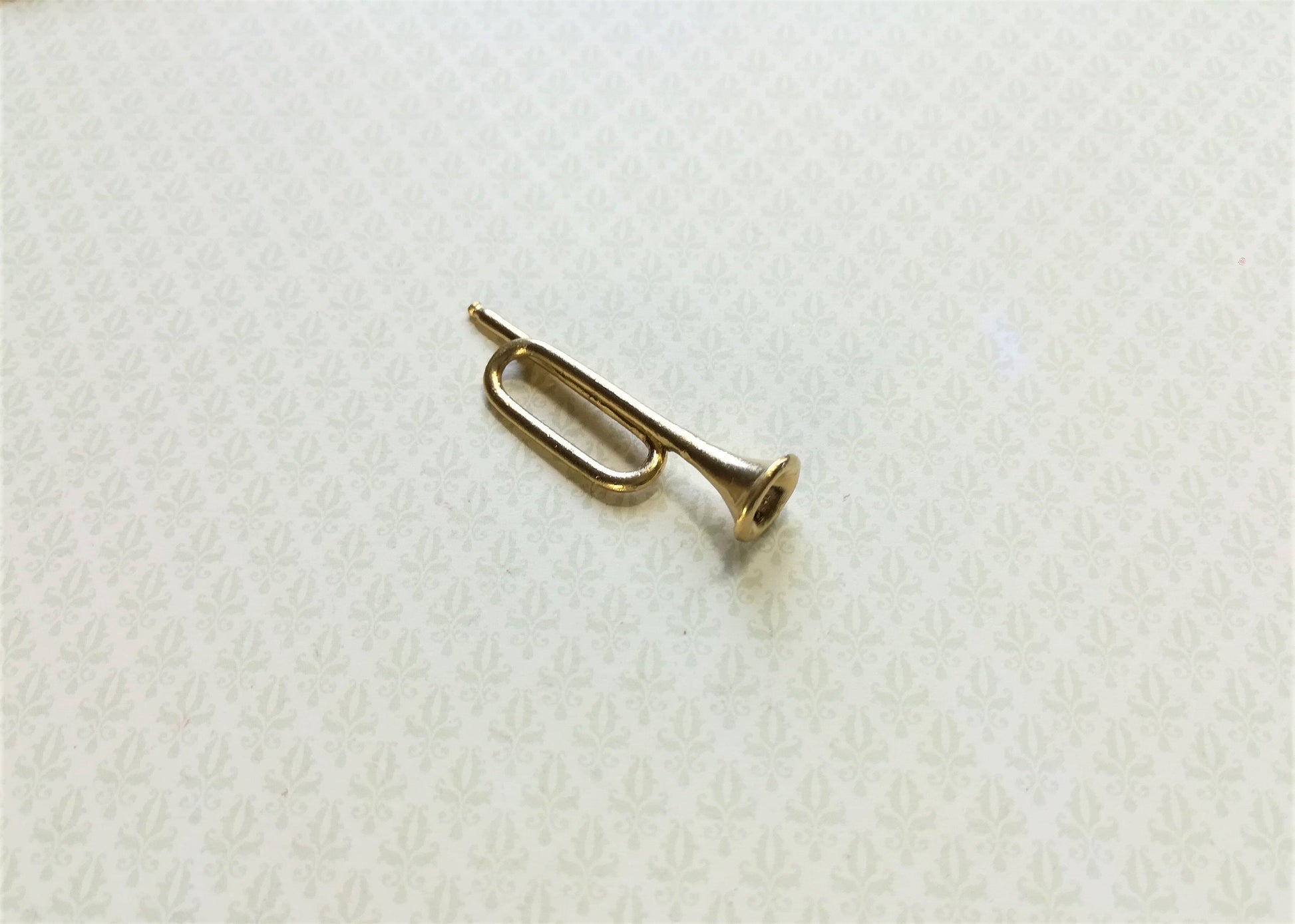 Dollhouse Miniature Bugle Horn Gold Metal 1 5/8" 1:12 Scale Instrument