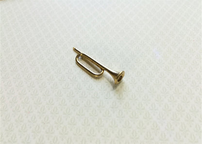 Dollhouse Miniature Bugle Horn Gold Metal 1 5/8" 1:12 Scale Instrument