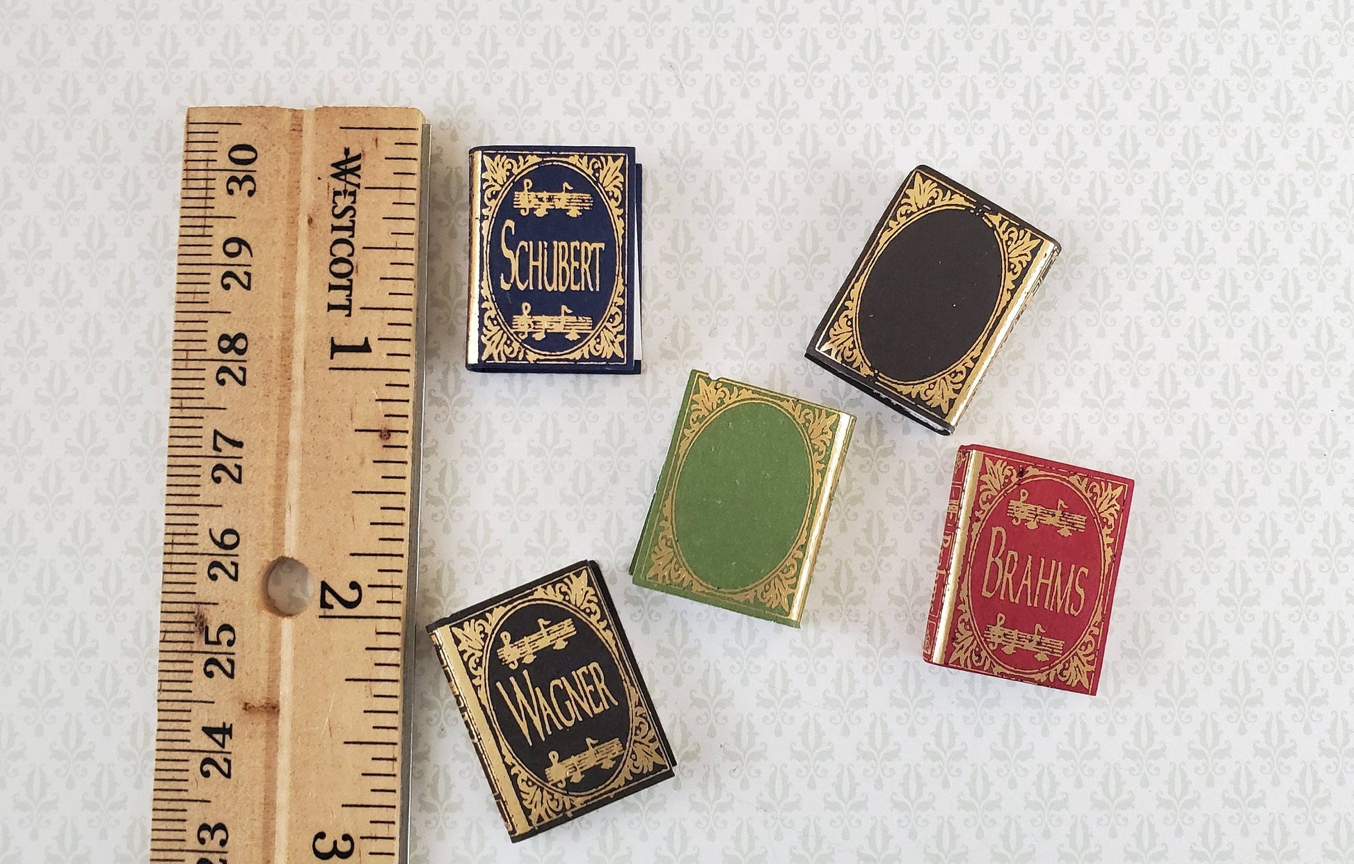 Dollhouse Miniature Books x5 Composers Set 1:12 Scale (blank inside)