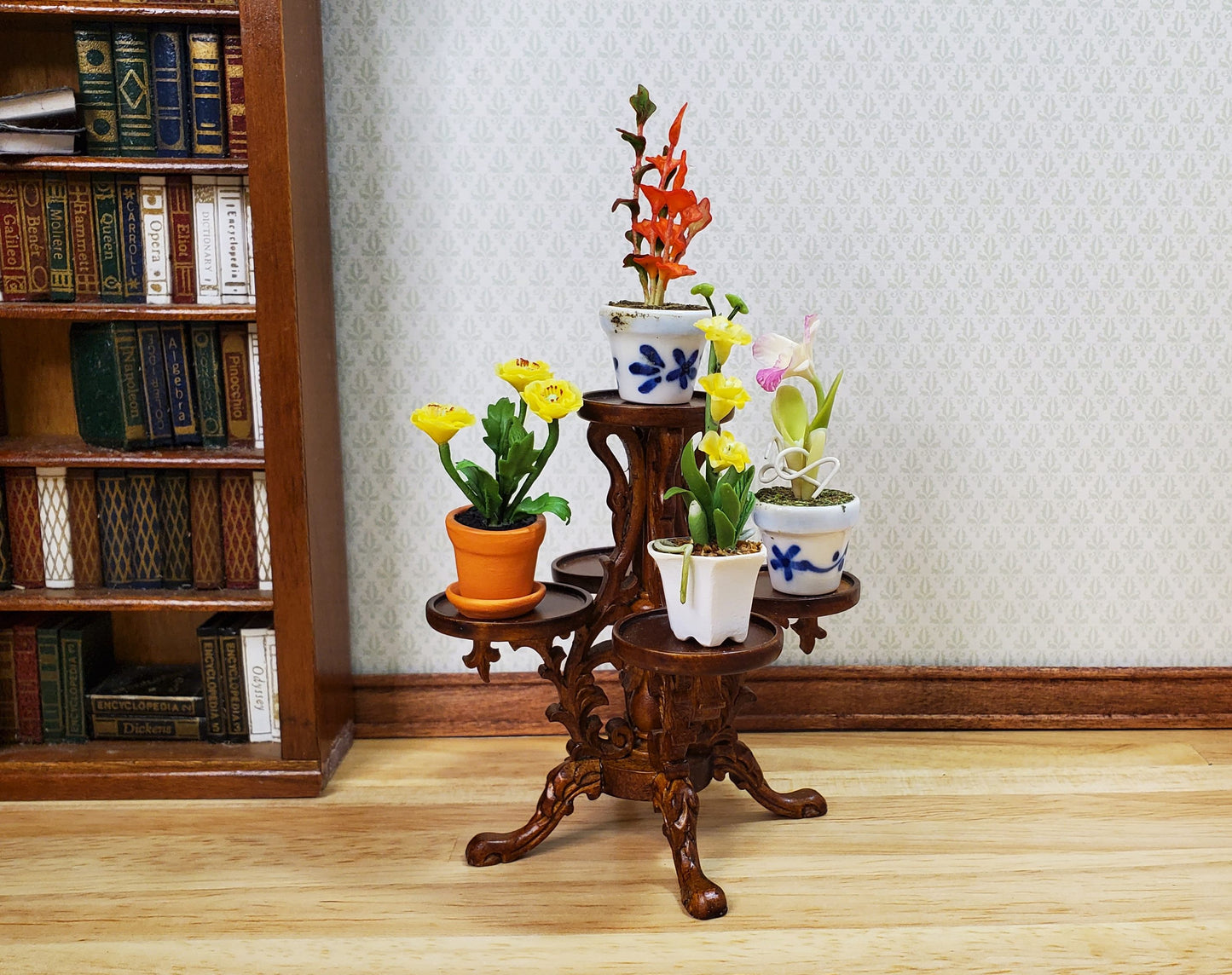 JBM Dollhouse Plant Stand 5 Tier Victorian Style 1:12 Scale Miniature