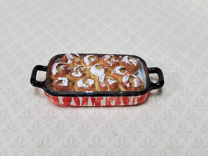 Dollhouse Cinnamon Rolls in Baking Pan 1:12 Scale Food Kitchen Handmade