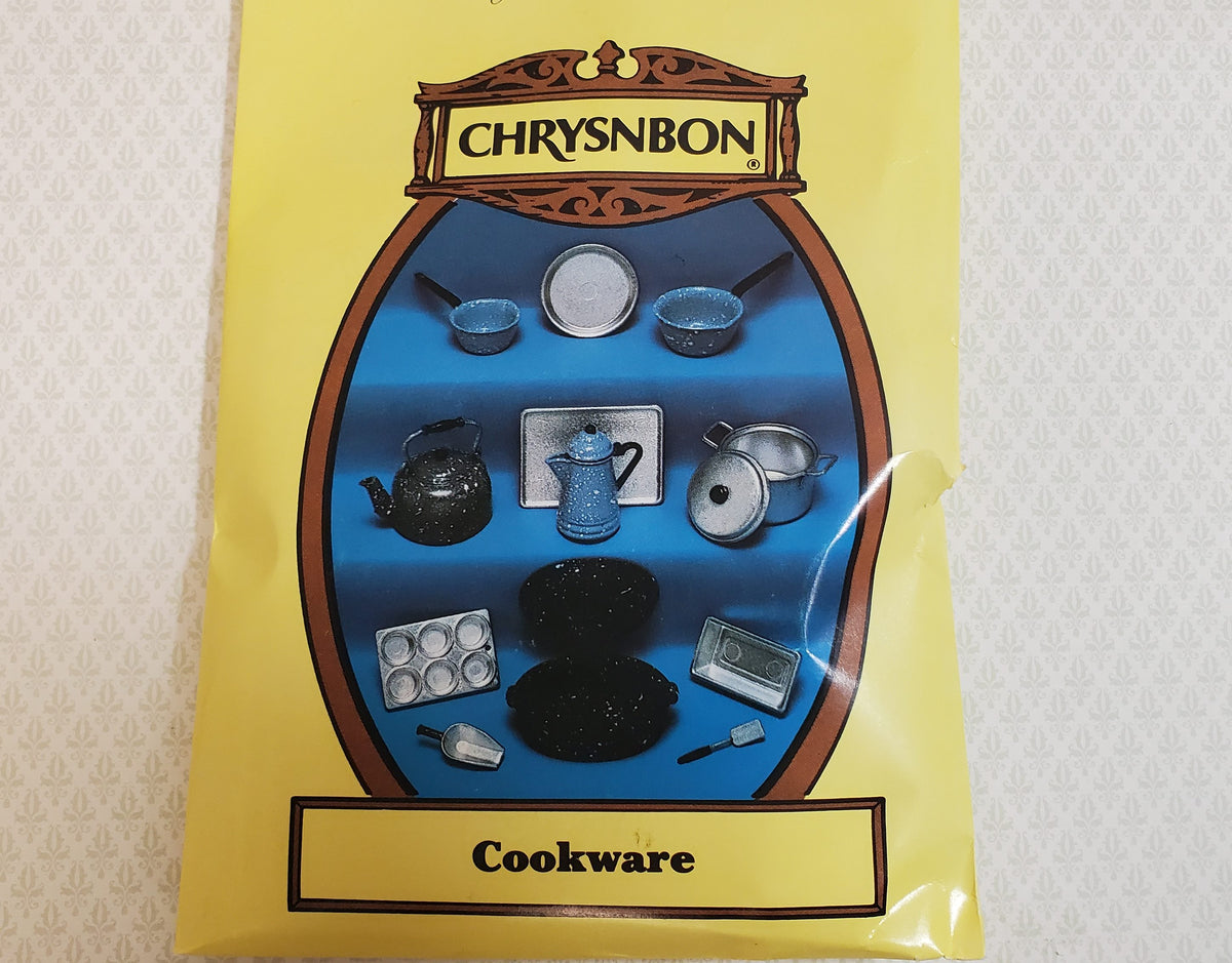 Dollhouse Chrysnbon Cookware DIY Kit Set Black Plastic Pans Muffin Coffee Pot