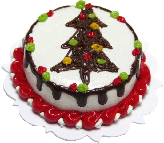 Dollhouse Christmas Tree Cake 1:12 Scale Miniature Dessert Food
