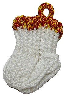 Dollhouse Handknitted Christmas Stocking White and Gold 1:12 Scale Miniature