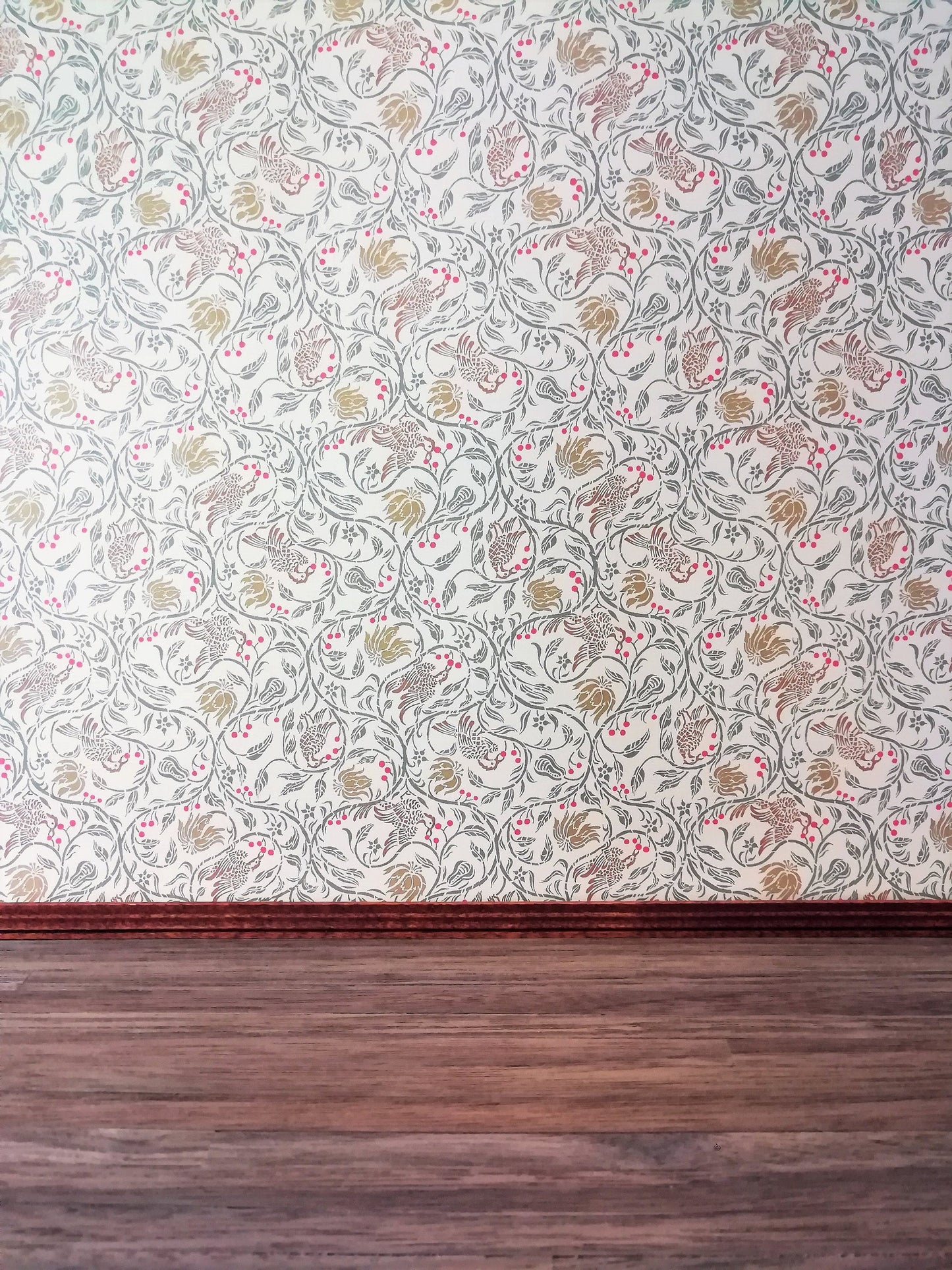 Dollhouse Wallpaper Jackson's Miniatures "Birds & Berries" 1:12 Scale Victorian Art Nouveau