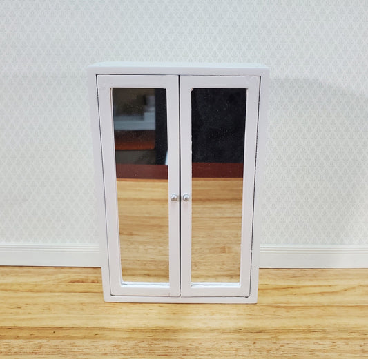 Dollhouse Wardrobe Closet Mirrored White Modern Style for Bedroom 1:12 Furniture