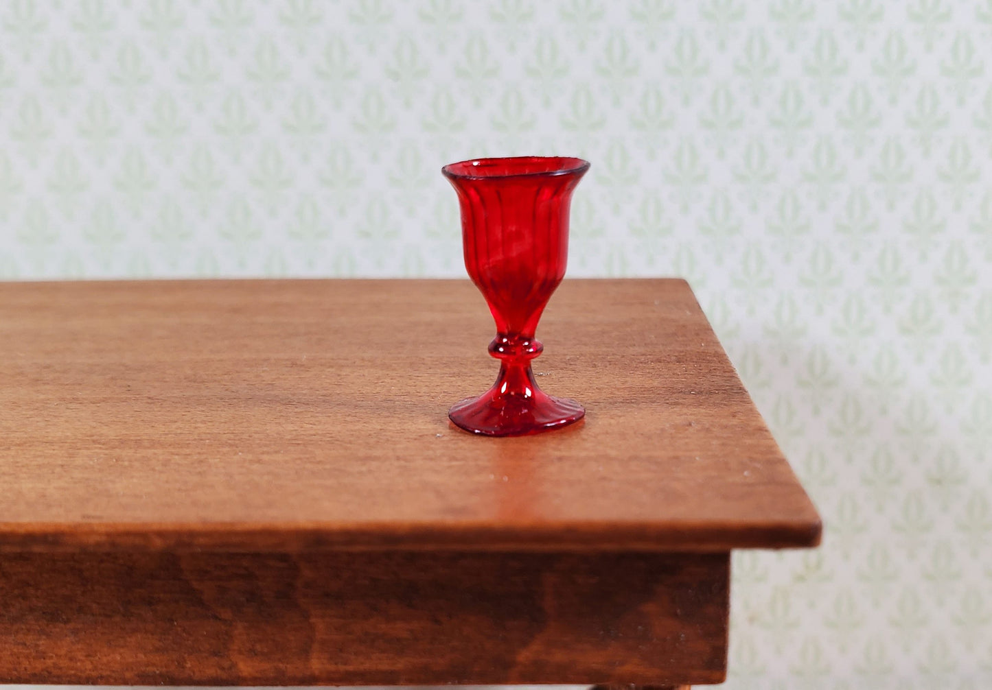 Dollhouse Fancy Red Water Goblet or Wine Glass 1:12 Scale Miniature