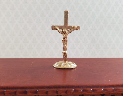 Dollhouse Crucifixion Cross Gold Religious 1:12 Scale Painted Metal