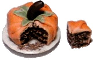 Dollhouse Pumpkin Shaped Cake Sliced 1:12 Scale Miniature Dessert Food Bakery