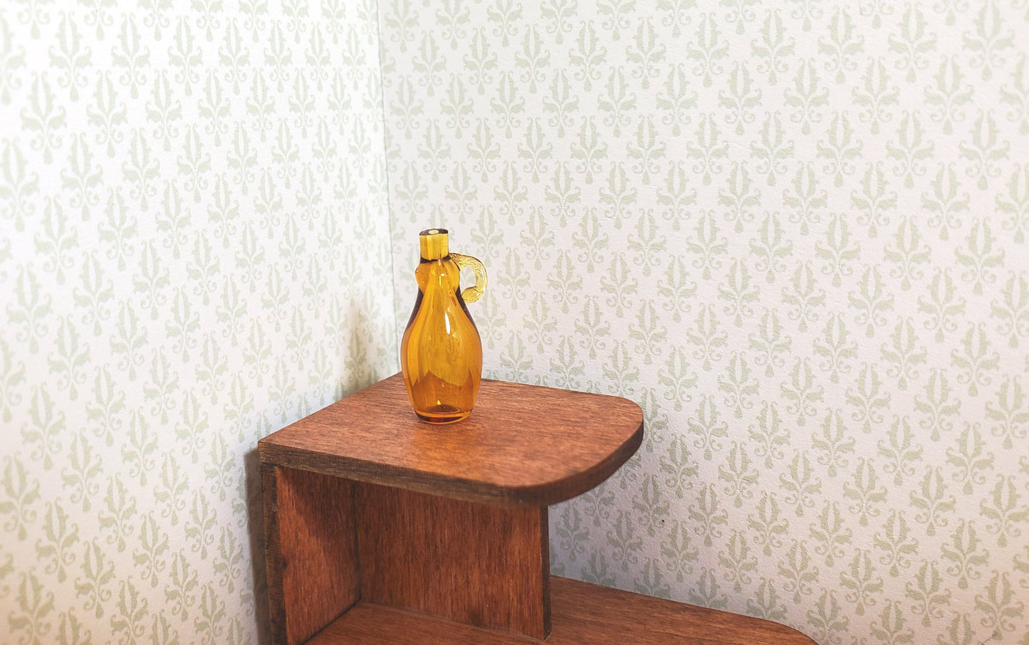 Dollhouse Amber Syrup Jug Bottle Jar Vase with Handle 13/16" 1:12 Scale