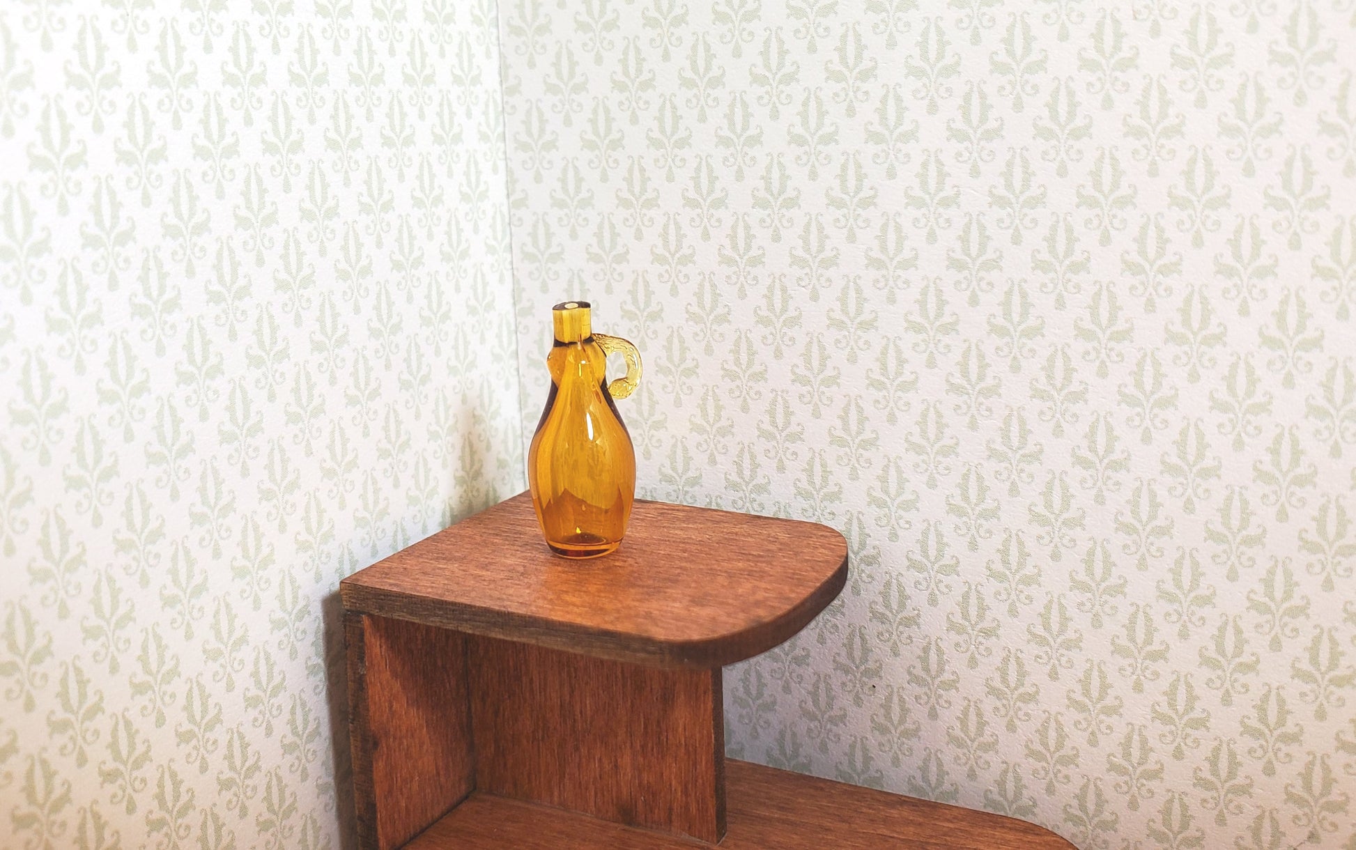 Dollhouse Amber Syrup Jug Bottle Jar Vase with Handle 13/16" 1:12 Scale