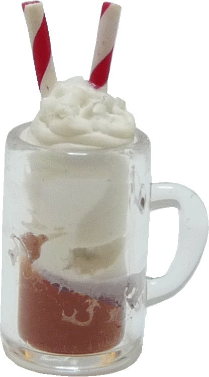 Dollhouse Root Beer Float in Mug with 2 Straws 1:12 Scale Miniature Food Drink