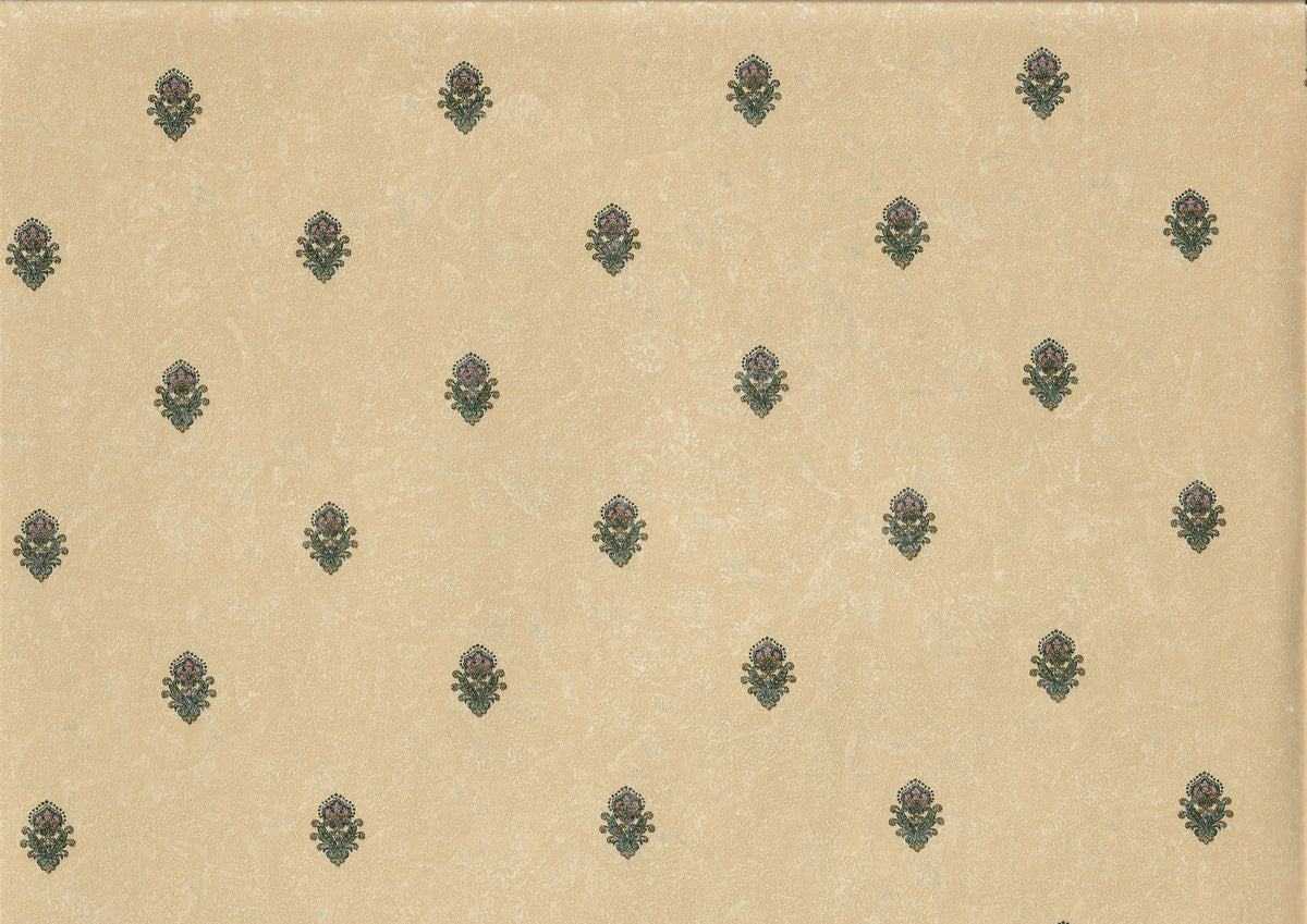Dollhouse Wallpaper Royal Flower Beige 3 sheets 1:12 Scale Miniature