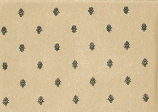 Dollhouse Wallpaper Royal Flower Beige 3 sheets 1:12 Scale Miniature