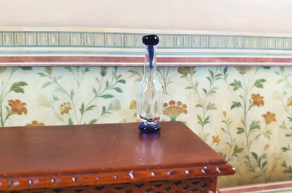 Dollhouse Blue Trim Glass Bottle with Top 1:12 Scale Miniature Decoration Drinks