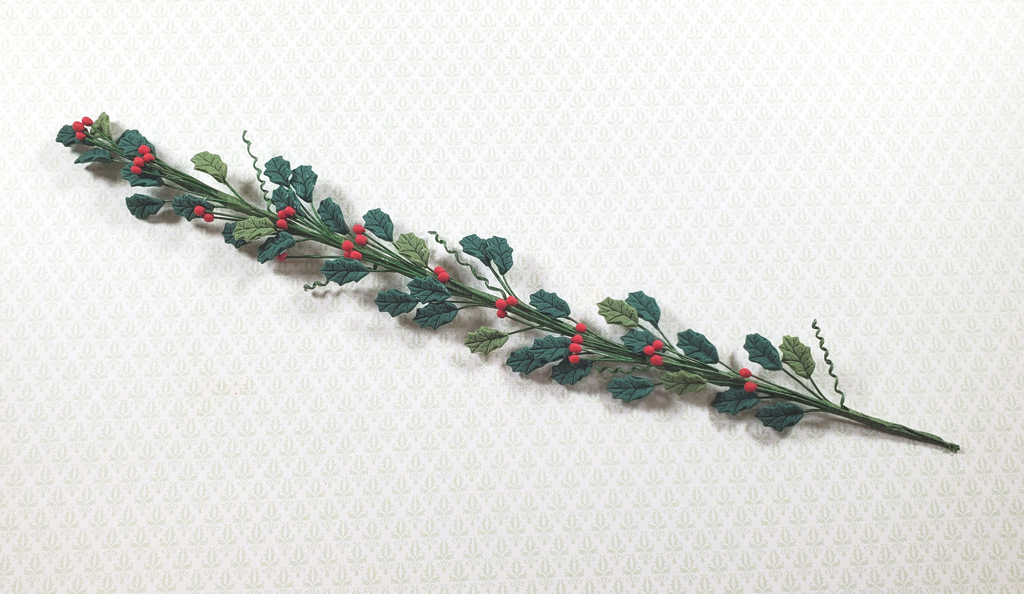 Dollhouse Holly and Red Berry Vine 1:12 Scale Miniature Garden Plants Flowers
