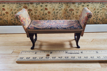 Dollhouse Padded Bench Seat Handmade Estate Piece 1:12 Scale Miniature Furniture