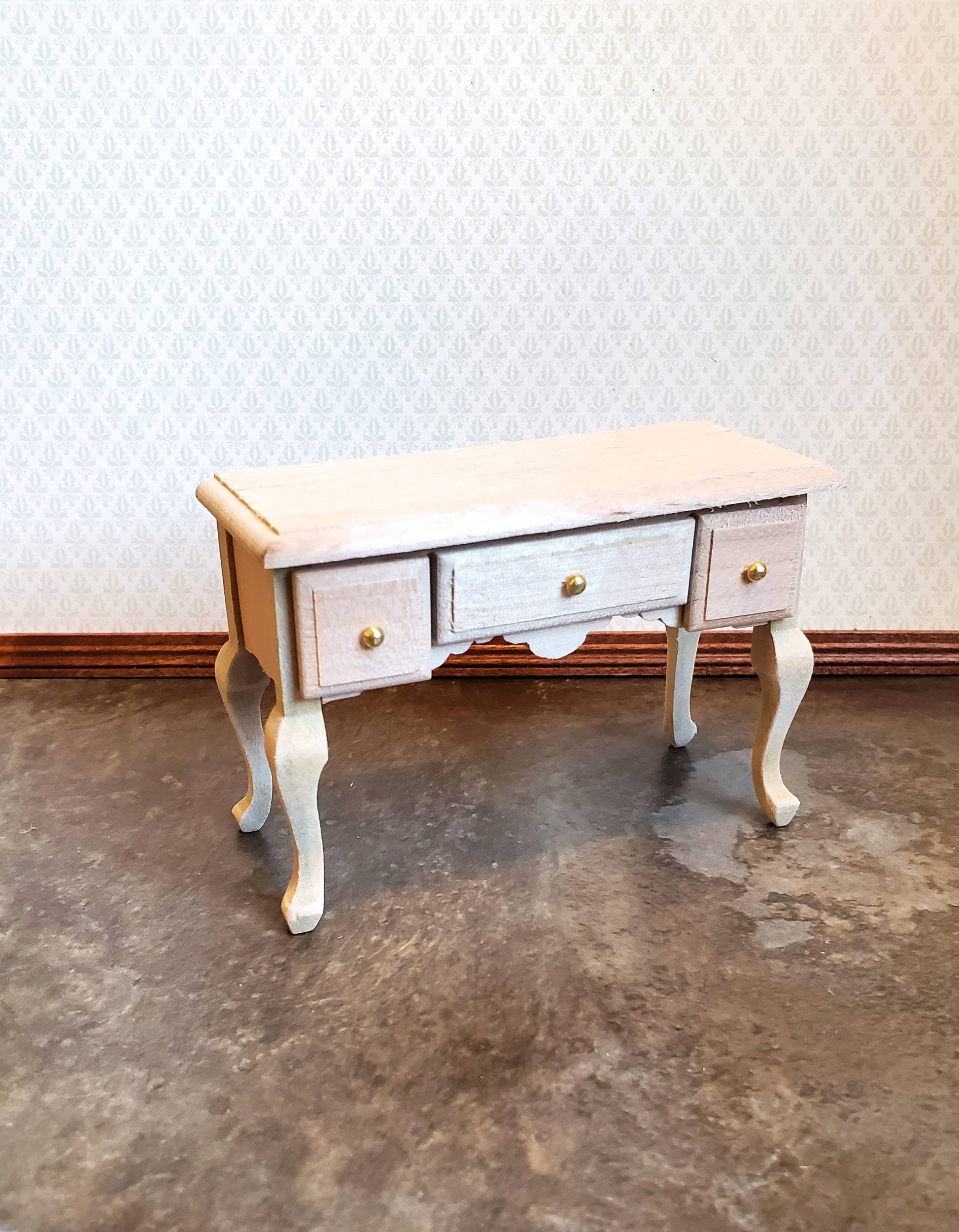 Dollhouse Miniature Writing Desk or Vanity Table Unpainted Wood 1:12 Scale