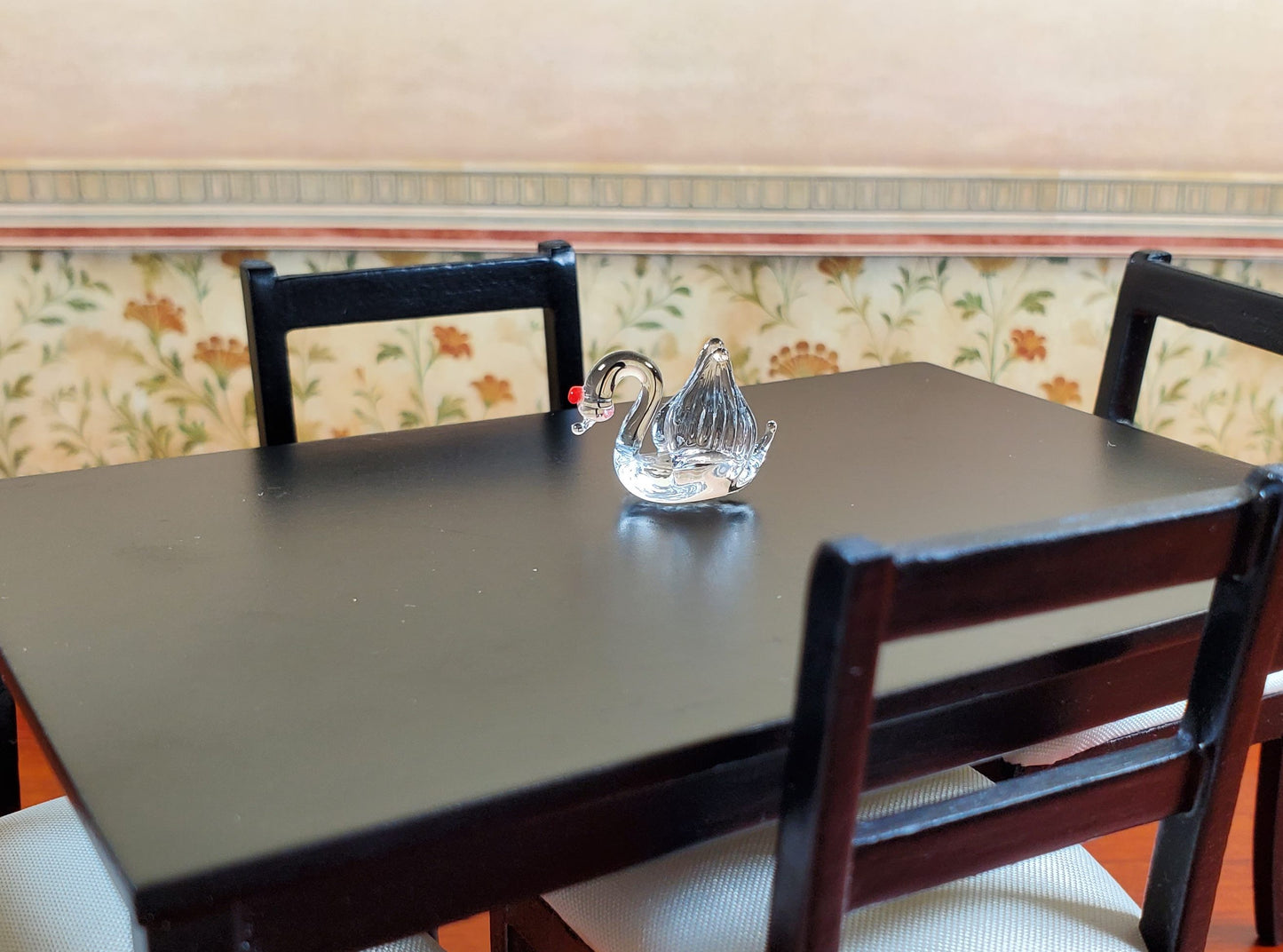 Dollhouse Small Glass Swan Centerpiece Sculpture 1:12 Scale Miniature