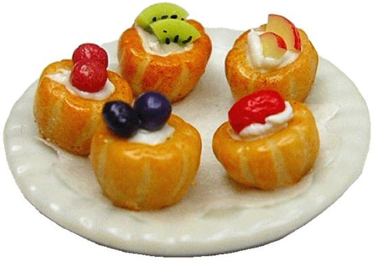 Dollhouse Fruit Tartelettes 1:12 Scale Miniature Dessert Food Kitchen Bakery