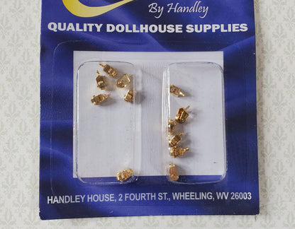 Dollhouse Wheels Casters Tiny Gold Brass Working Set of 12 1:12 Scale Miniature