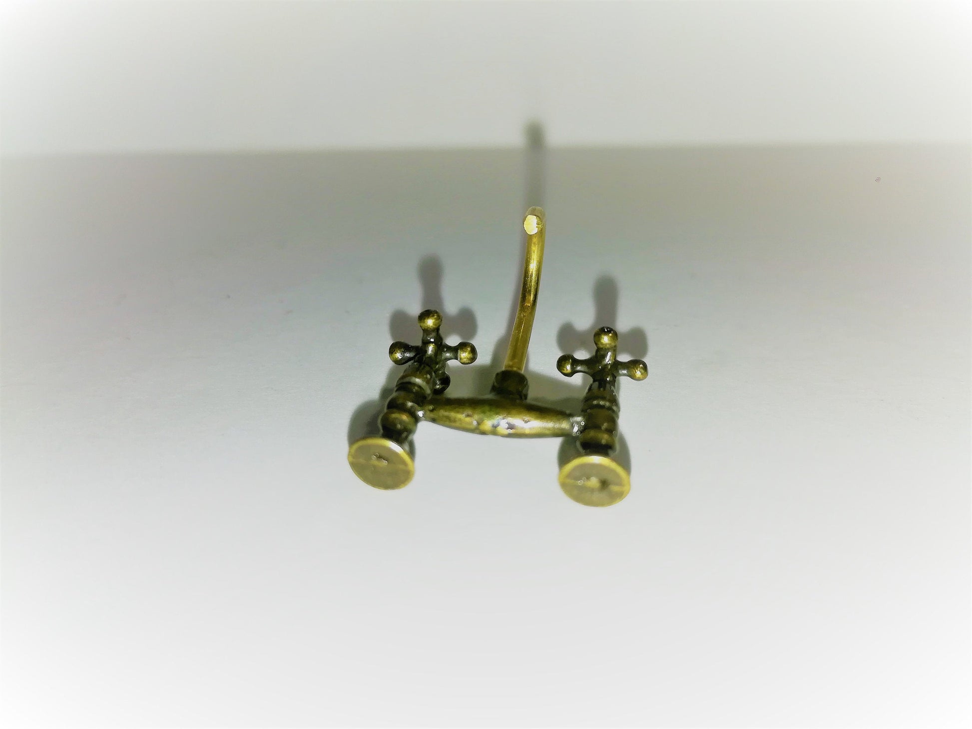 Dollhouse Miniature Faucet Mixer Tap for Kitchen or Bathroom Sink 1:12 Scale Antique Brass