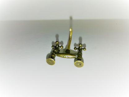Dollhouse Miniature Faucet Mixer Tap for Kitchen or Bathroom Sink 1:12 Scale Antique Brass