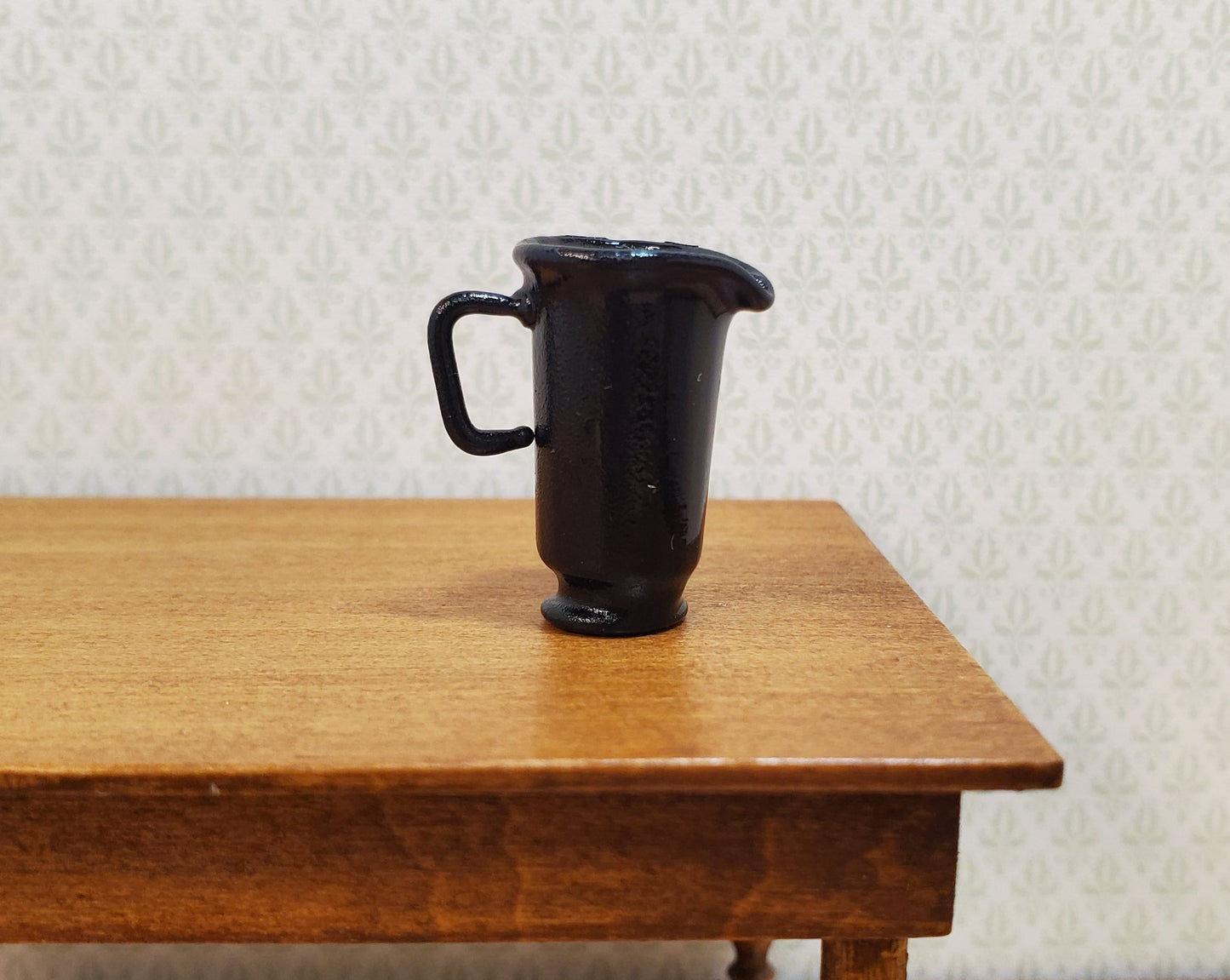 Dollhouse Black Pitcher with Handle 1:12 Scale Miniature Kitchen Halloween Decor