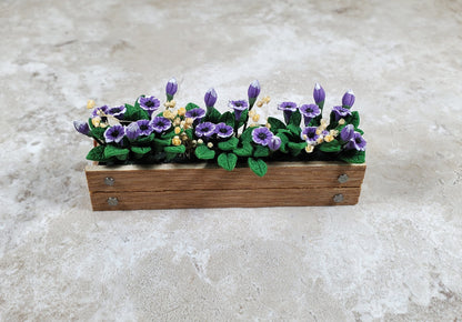 Dollhouse Purple Cupflowers in a 3.25" Window Box Planter 1:12 Scale Miniature