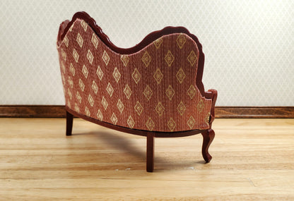 Dollhouse Victorian Heart Sofa Diamonds Dark Pink 1:12 Scale Miniature Furniture
